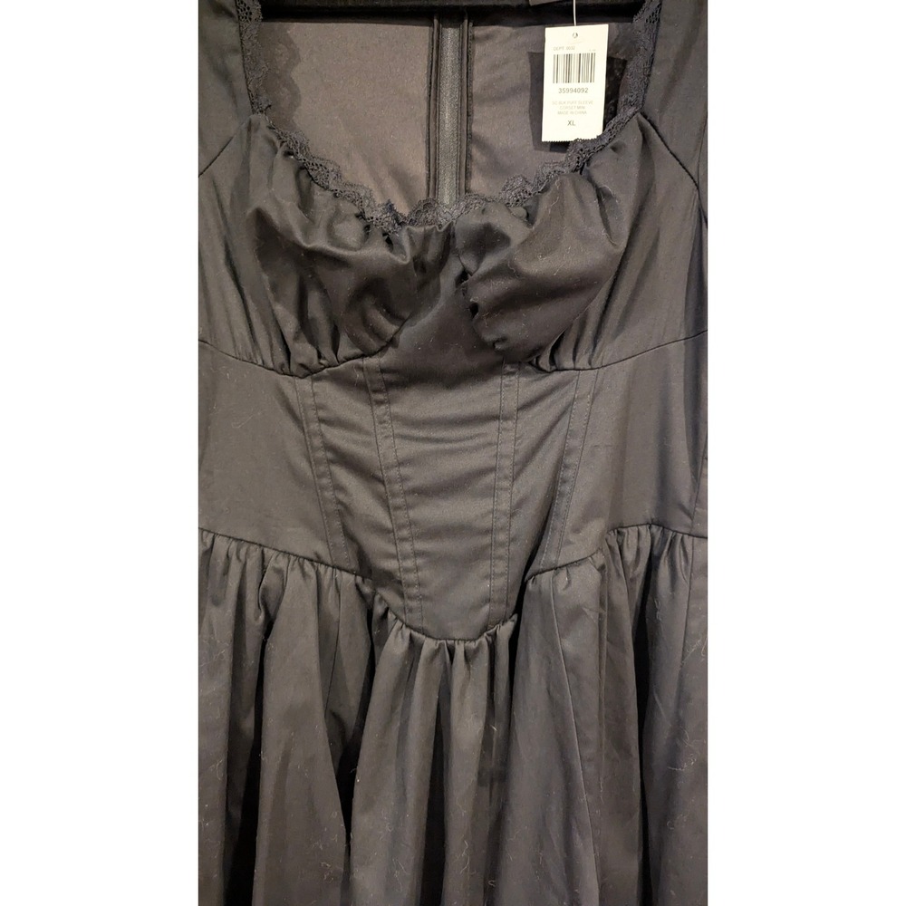 Social Collision Puff Sleeve Corset Mini Dress XL Black Lace Goth Dark Coquette - Picture 5 of 8
